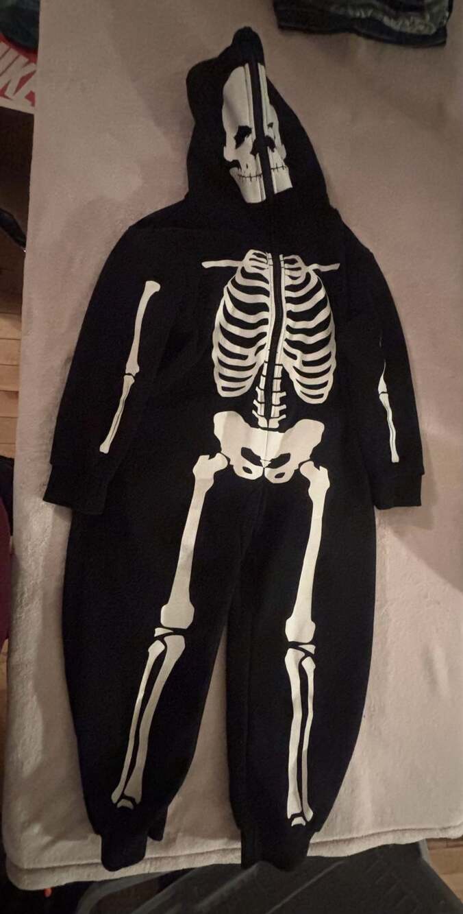 Senser Skeleton Full Zip Hooded Jumpsuit Size M Black